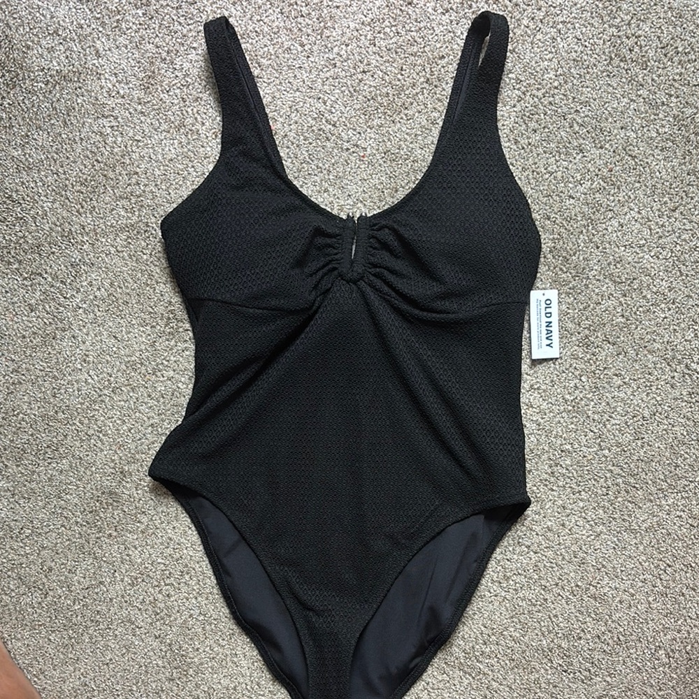 Old Navy Black One-Piece Swimsuit with Sweetheart Neckline